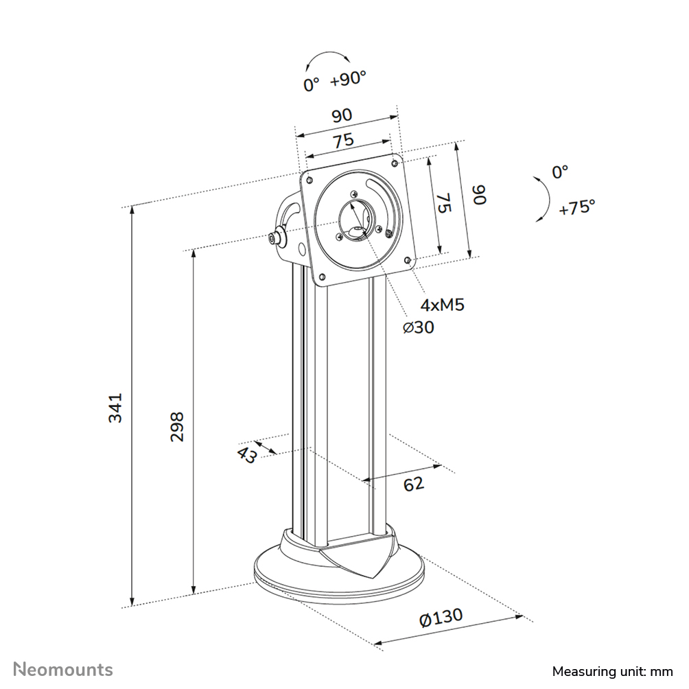 Neomounts DS15-632BL1 Support de bureau pour tablette - max 3 kg | 6,6 lbs - verrouillable